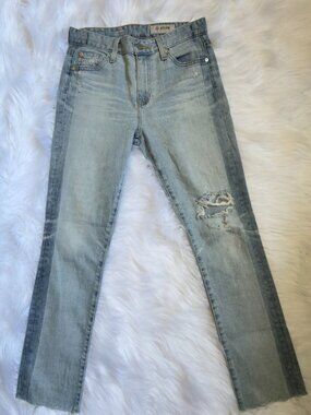 AG Adriano Goldschmied Mari AG-ed Distressed Jeans Gold Stitch Ripped 27R